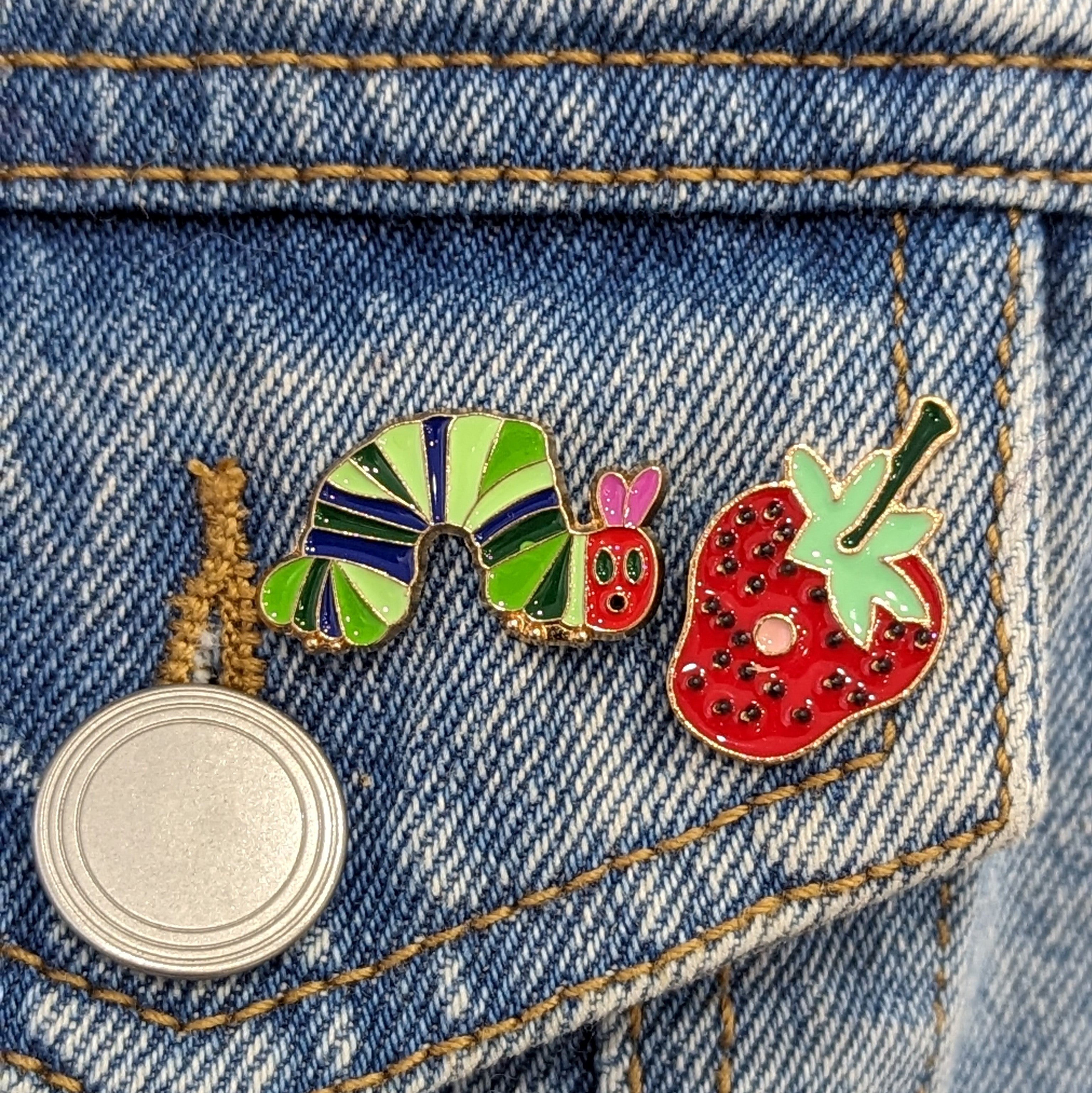 Enamel Pin - Caterpillar and Strawberry