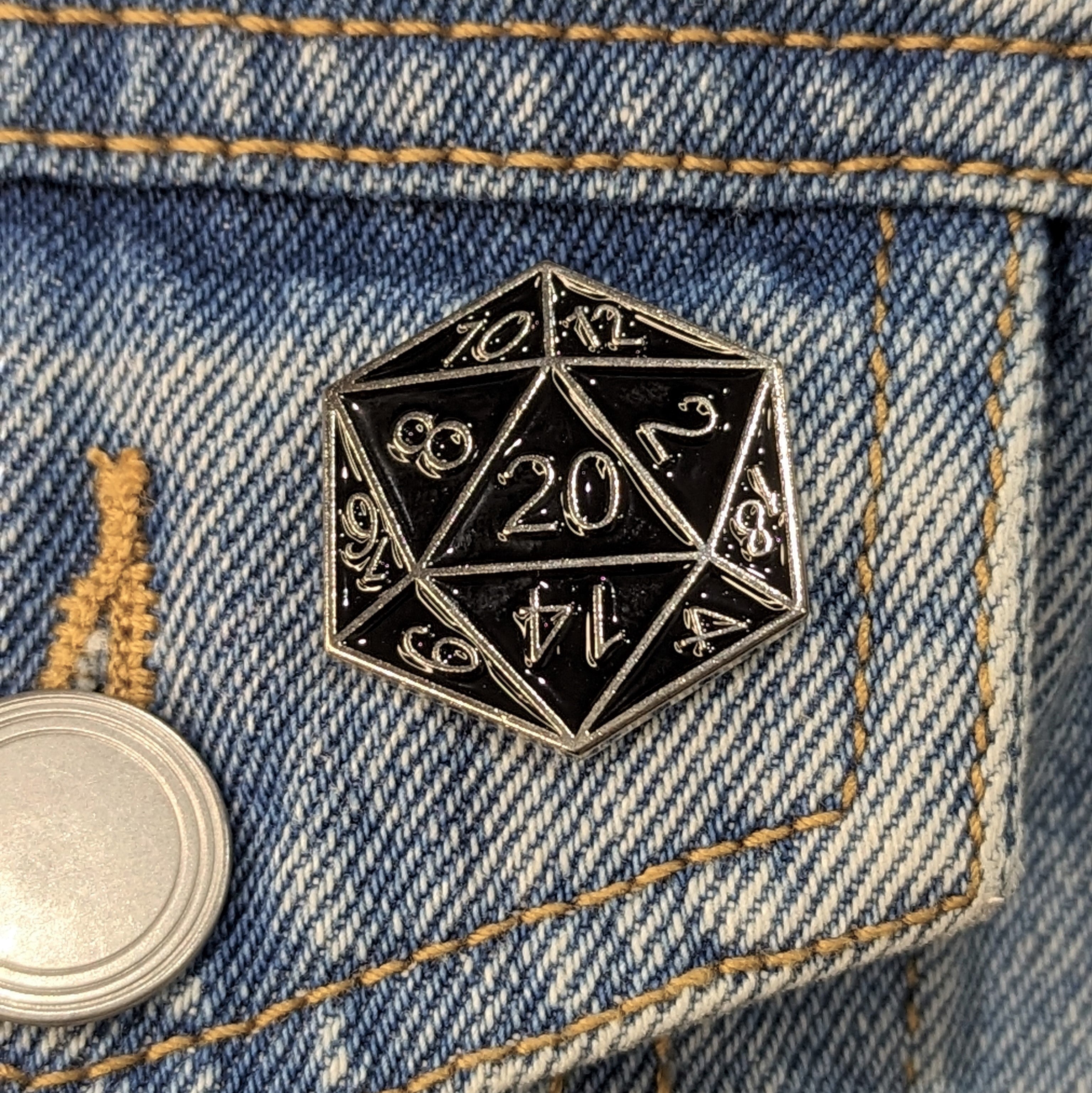 Enamel Pin - Black D20