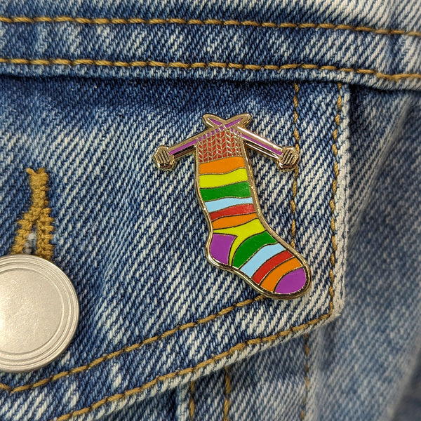 Enamel Pin - Rainbow Sock