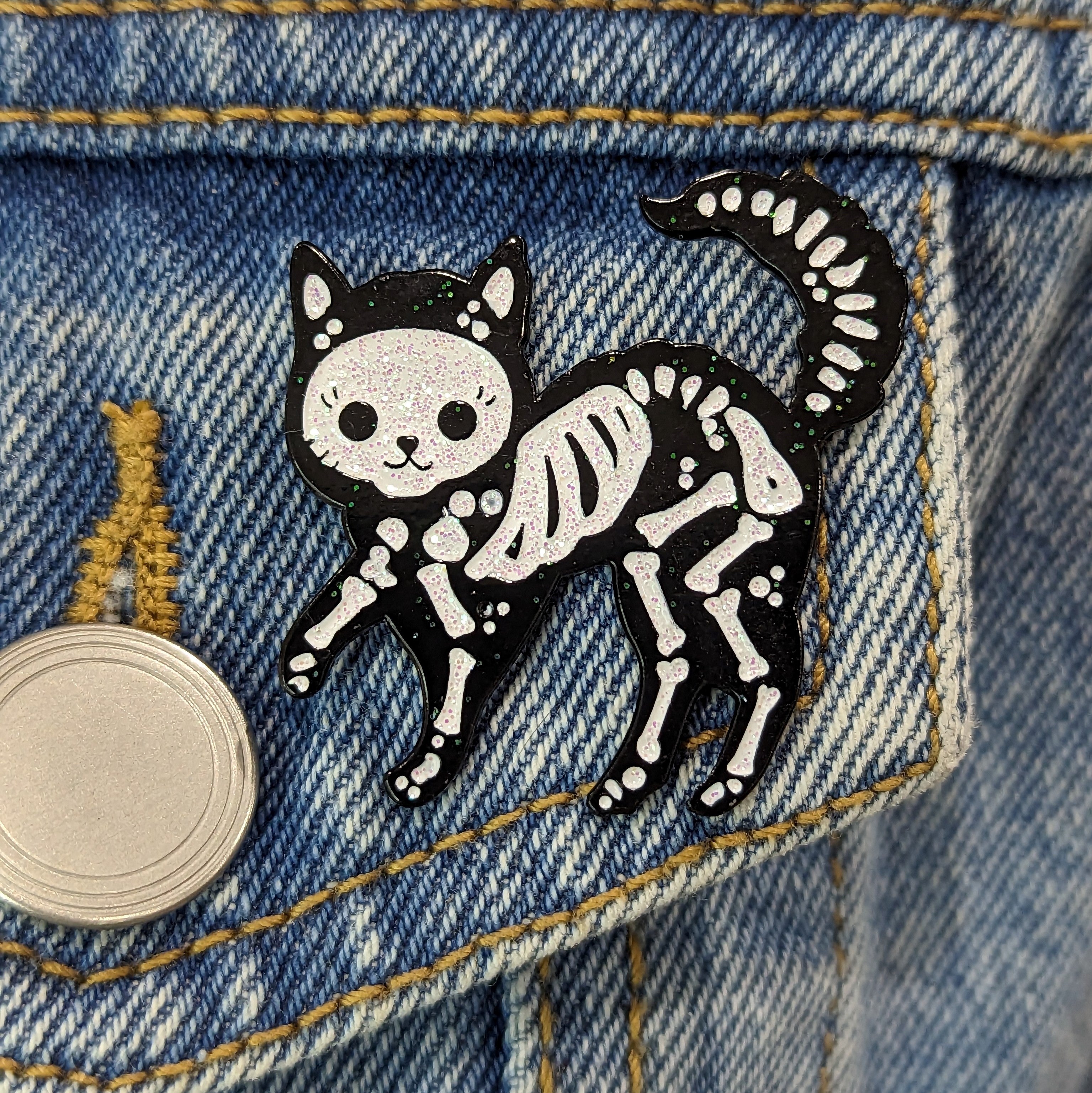 Enamel Pin - Skeleton Cat
