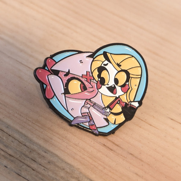 Enamel Pin - Vaggie and Charlie Heart