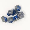Hand-Made Resin Gaming Dice - Blue and Silver