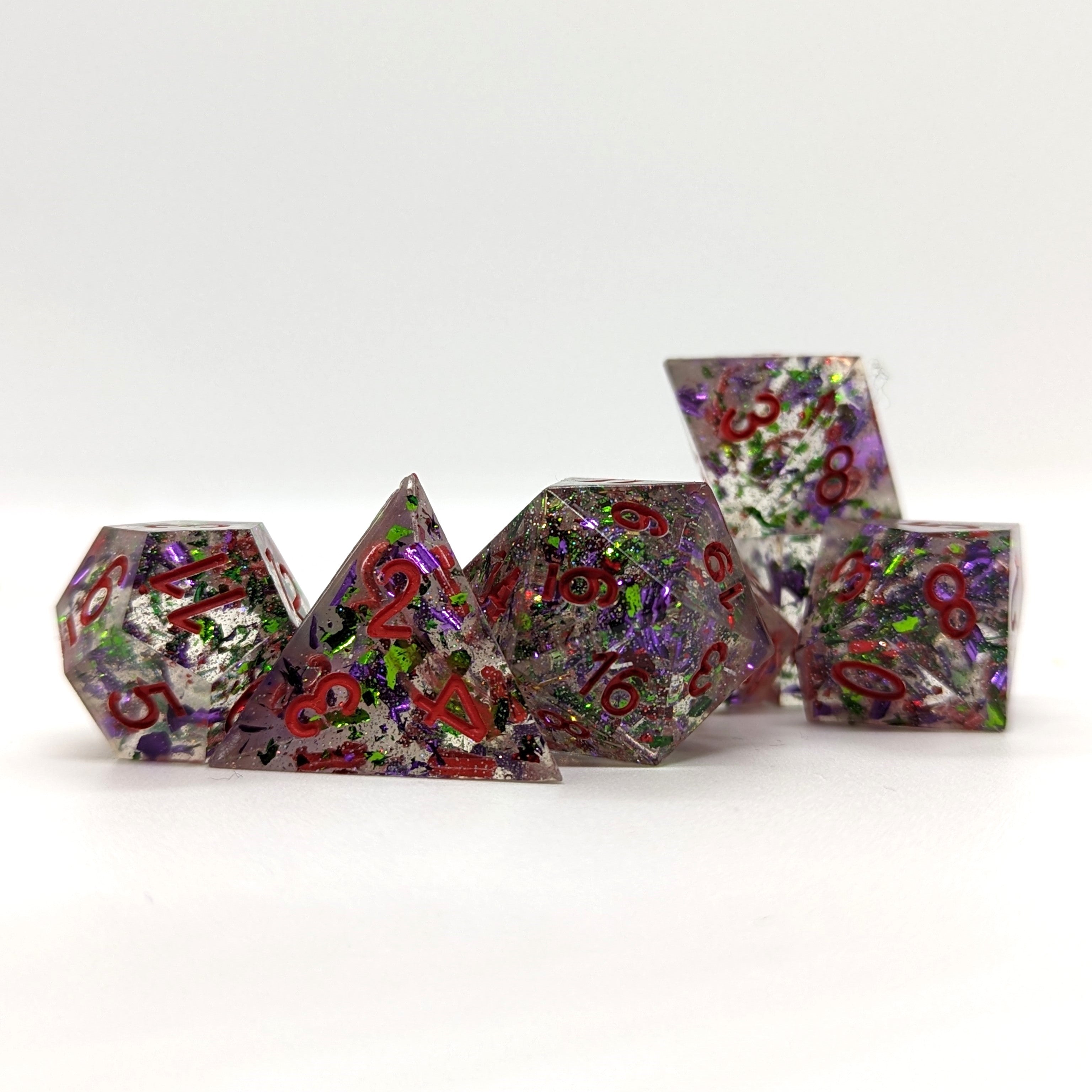 Hand-Made Resin Gaming Dice - Confetti Glitter