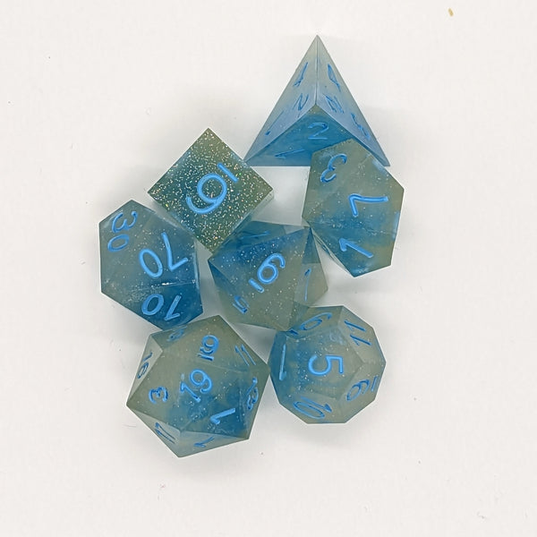 Hand-Made Resin Gaming Dice - Glittery Sky