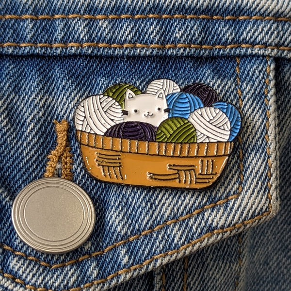 Enamel Pin - Kitten In A Basket Of Yarn