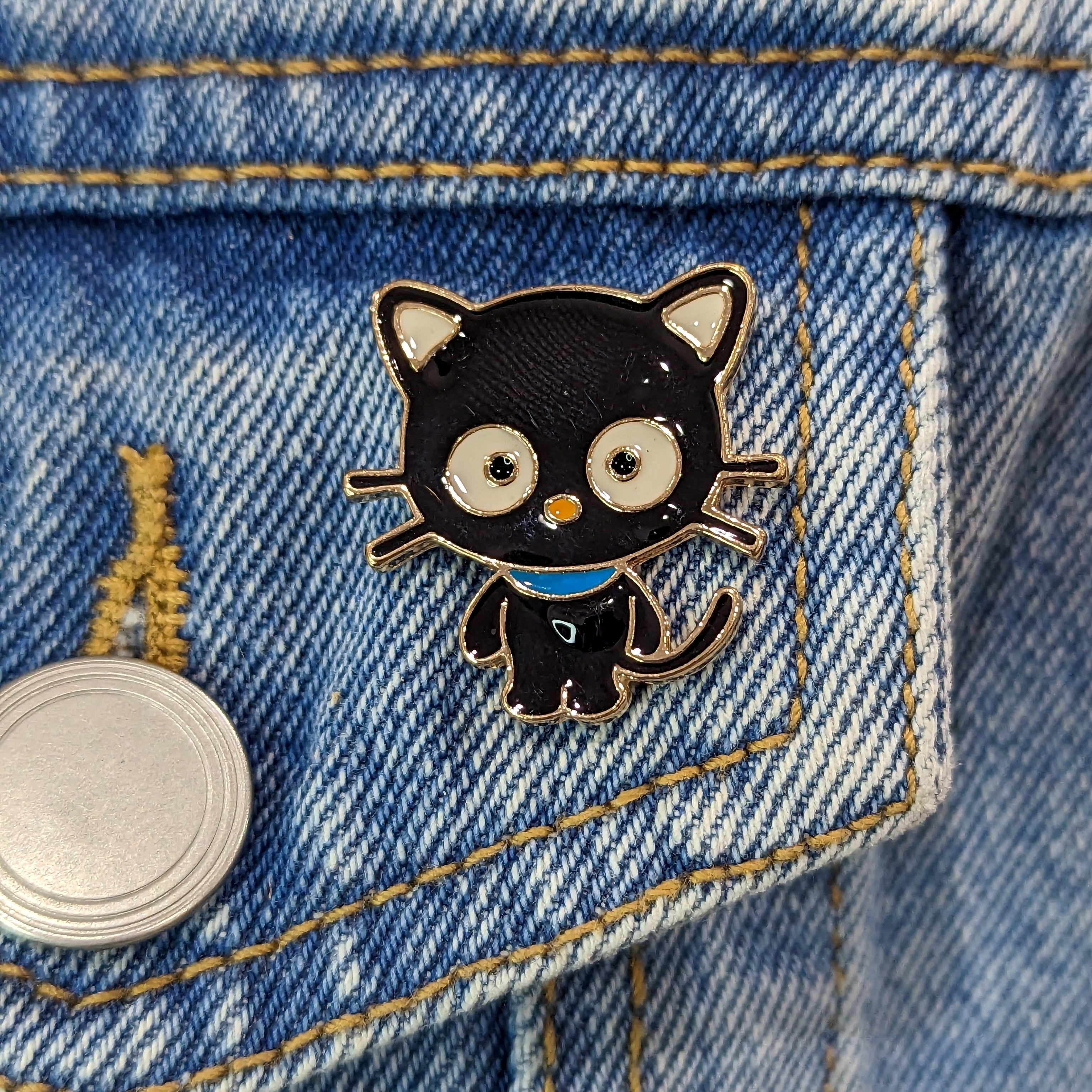 Enamel Pin - Black Cat with a Blue Collar