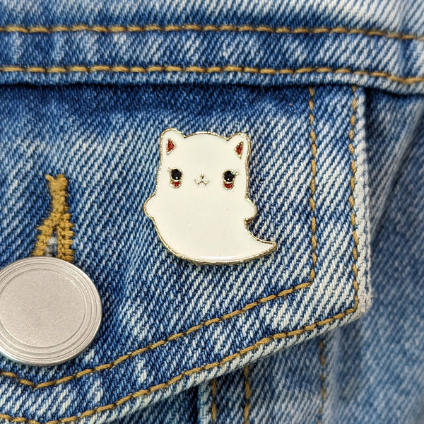 Enamel Pin - Cute Little Ghost Cat