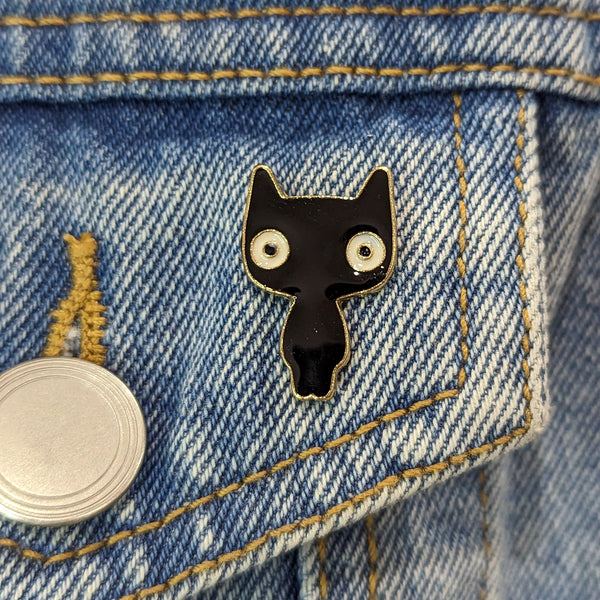Enamel Pin - Black Cat With Big Eyes