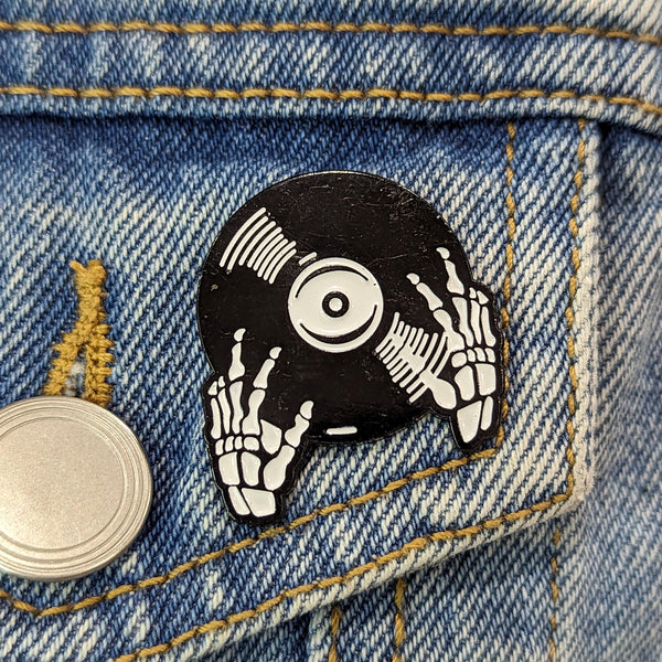 Enamel Pin - Record With Skeleton Hands