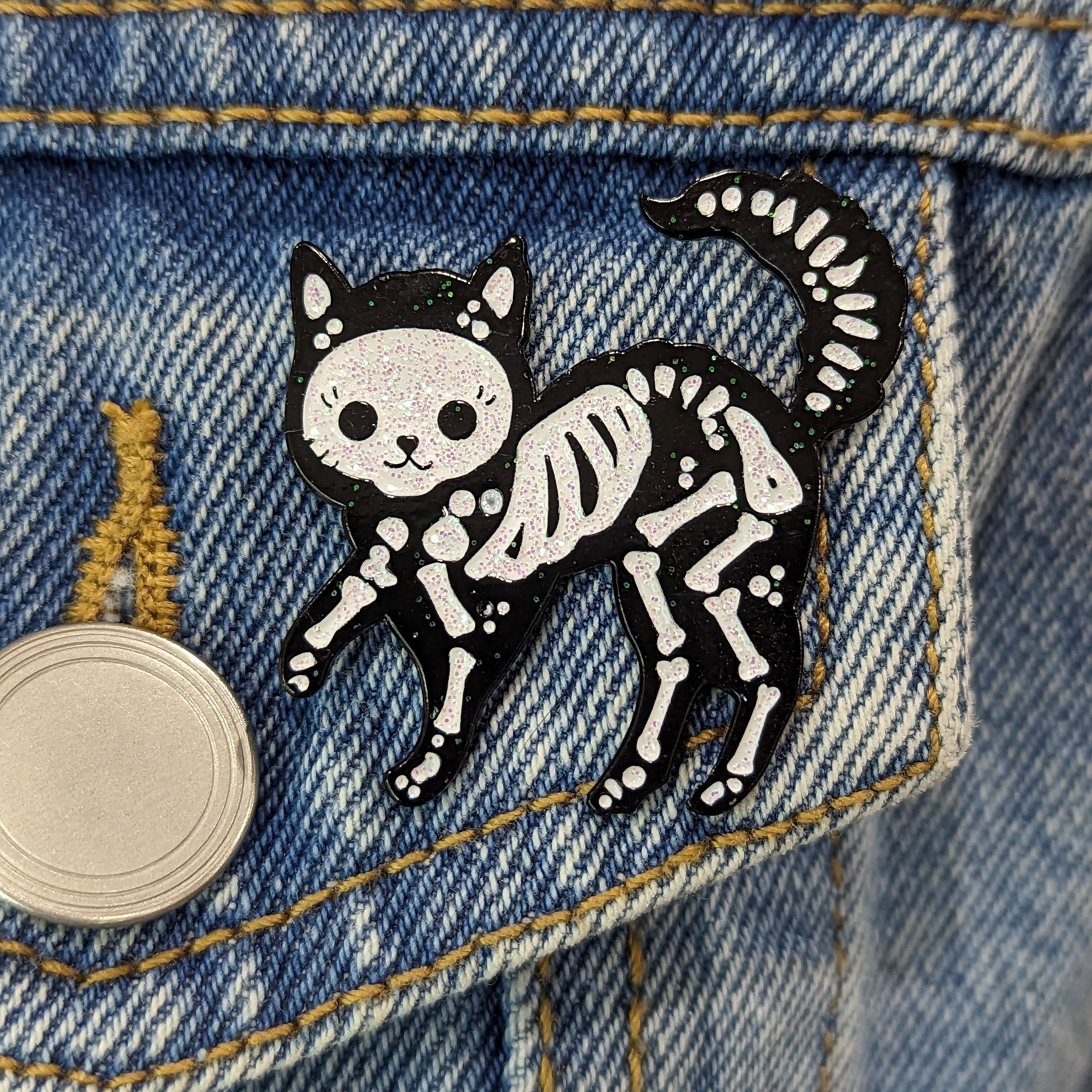 Enamel Pin - Skeleton Cat
