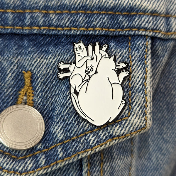 Enamel Pin - Anatomic Heart Made of Cats